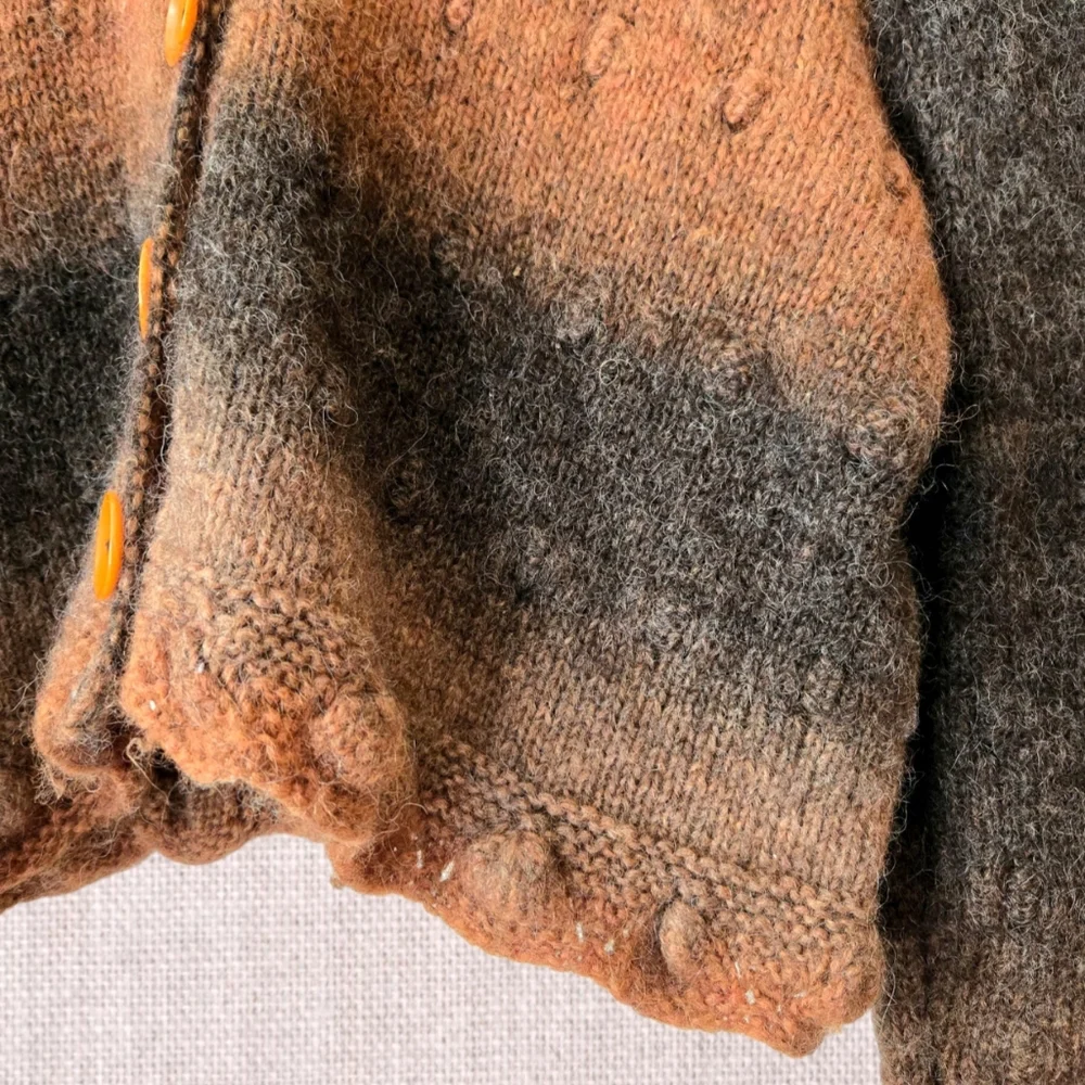 Cropped Mohair Sweater Ombre Fall Colors Ruffle Texture Boho Whimsygoth Fairy - Picture 7 of 10